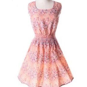 Pink Flower Chiffon Dress
